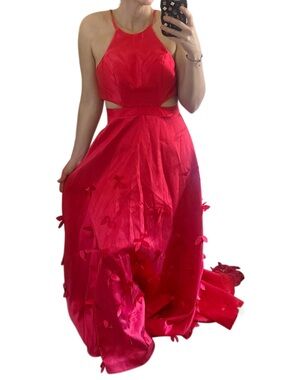Brand new nwt b smart Red Evening Gown maxi embellished details and cut out top